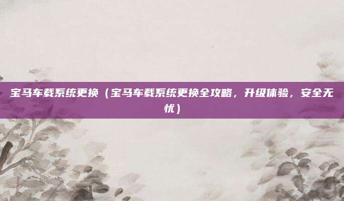 宝马车载系统更换（宝马车载系统更换全攻略，升级体验，安全无忧）