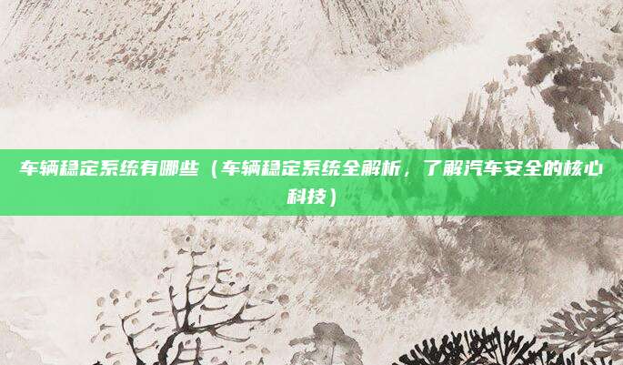 车辆稳定系统有哪些（车辆稳定系统全解析，了解汽车安全的核心科技）
