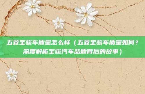五菱宝骏车质量怎么样（五菱宝骏车质量如何？深度解析宝骏汽车品质背后的故事）