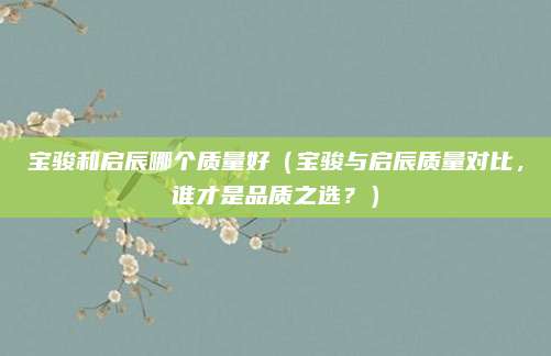 宝骏和启辰哪个质量好（宝骏与启辰质量对比，谁才是品质之选？）