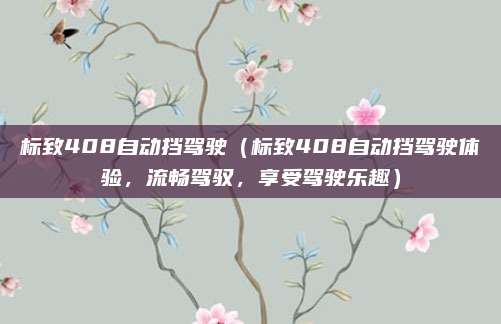 标致408自动挡驾驶（标致408自动挡驾驶体验，流畅驾驭，享受驾驶乐趣）