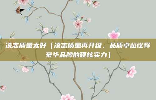凌志质量太好（凌志质量再升级，品质卓越诠释豪华品牌的硬核实力）