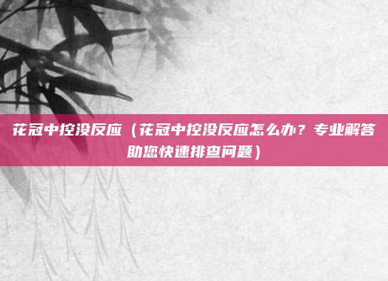 花冠中控没反应（花冠中控没反应怎么办？专业解答助您快速排查问题）