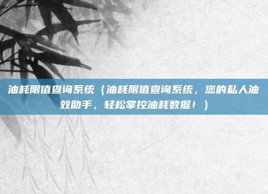 油耗限值查询系统（油耗限值查询系统，您的私人油效助手，轻松掌控油耗数据！）