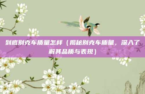 到底别克车质量怎样（揭秘别克车质量，深入了解其品质与表现）