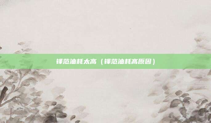 锋范油耗太高(锋范油耗高原因)