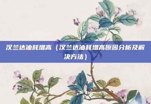 汉兰达油耗增高（汉兰达油耗增高原因分析及解决方法）