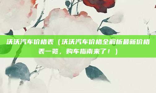 沃沃汽车价格表（沃沃汽车价格全解析最新价格表一览，购车指南来了！）