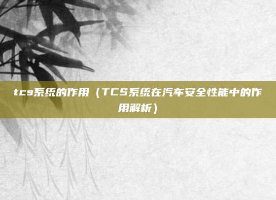 tcs系统的作用（TCS系统在汽车安全性能中的作用解析）