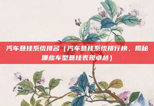汽车悬挂系统排名（汽车悬挂系统排行榜，揭秘哪些车型悬挂表现卓越）