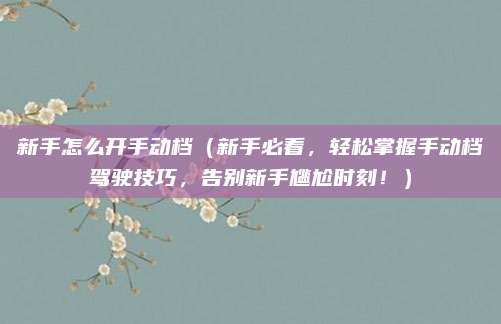 新手怎么开手动档（新手必看，轻松掌握手动档驾驶技巧，告别新手尴尬时刻！）