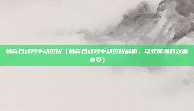 林肯自动挡手动按钮（林肯自动挡手动按钮解析，驾驶体验的双重享受）