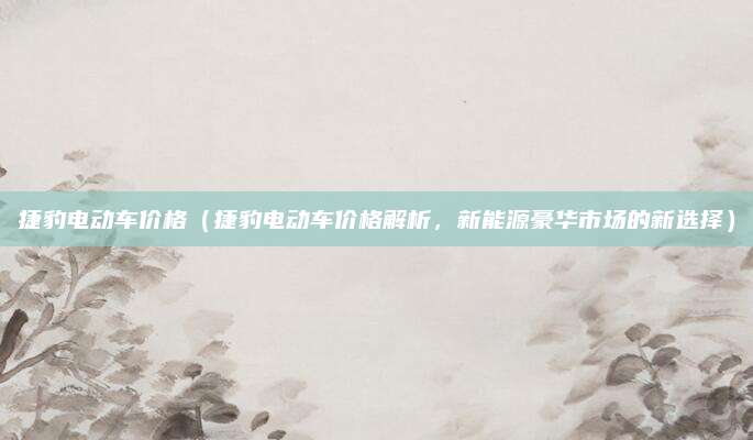 捷豹电动车价格（捷豹电动车价格解析，新能源豪华市场的新选择）