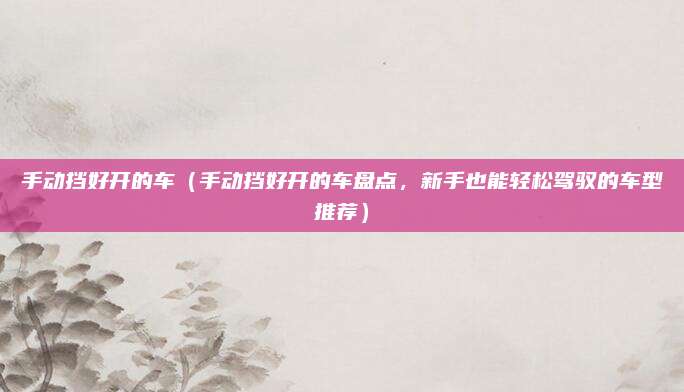 手动挡好开的车（手动挡好开的车盘点，新手也能轻松驾驭的车型推荐）