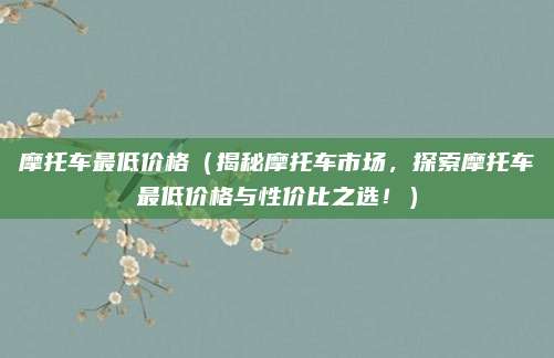 摩托车最低价格（揭秘摩托车市场，探索摩托车最低价格与性价比之选！）