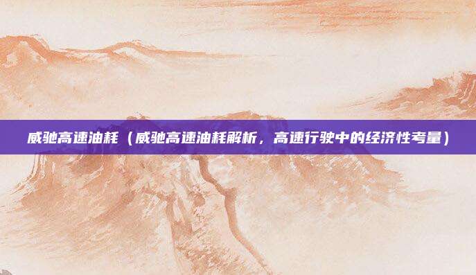 威驰高速油耗（威驰高速油耗解析，高速行驶中的经济性考量）