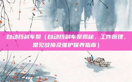 自动挡刹车泵（自动挡刹车泵揭秘，工作原理、常见故障及维护保养指南）
