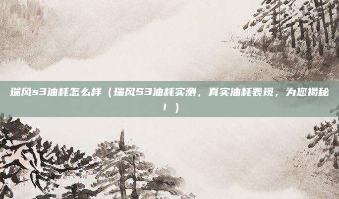 瑞风s3油耗怎么样（瑞风S3油耗实测，真实油耗表现，为您揭秘！）