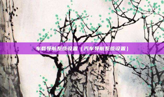 车载导航系统设置(汽车导航系统设置)