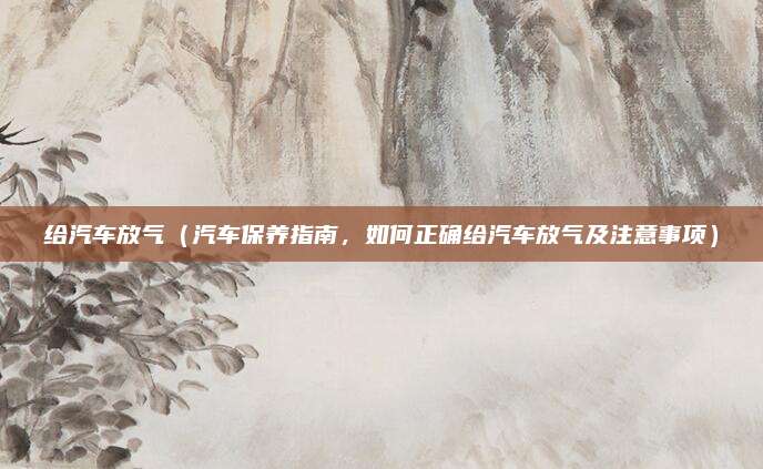 给汽车放气(汽车保养指南,如何正确给汽车放气及注意事项)