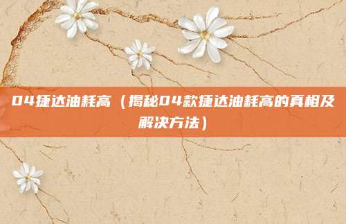 04捷达油耗高（揭秘04款捷达油耗高的真相及解决方法）
