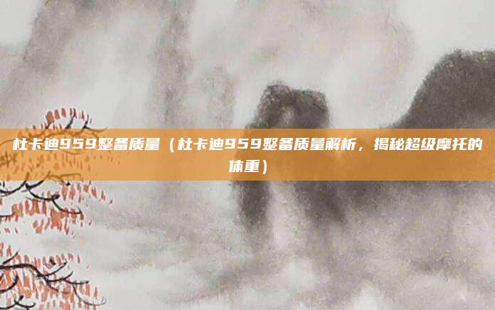 杜卡迪959整备质量(杜卡迪959整备质量解析,揭秘超级摩托的体重)