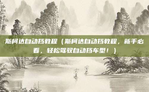 斯柯达自动挡教程(斯柯达自动挡教程,新手必看,轻松驾驭自动挡车型!)