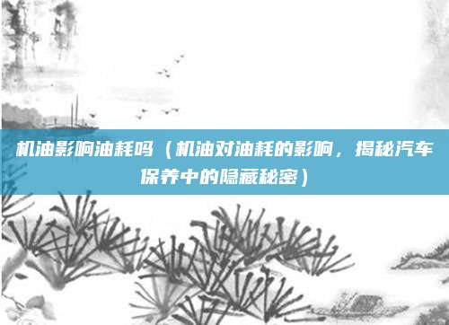 机油影响油耗吗(机油对油耗的影响,揭秘汽车保养中的隐藏秘密)