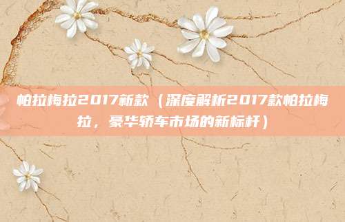 帕拉梅拉2017新款(深度解析2017款帕拉梅拉,豪华轿车市场的新标杆)