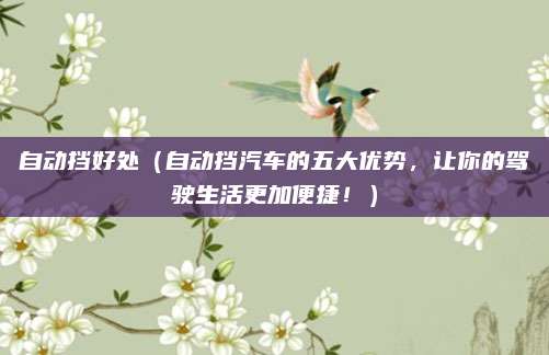 自动挡好处(自动挡汽车的五大优势,让你的驾驶生活更加便捷!)