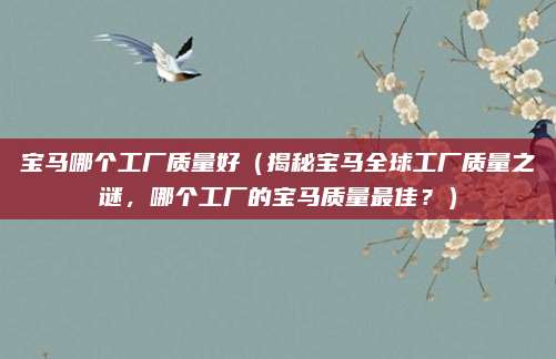 宝马哪个工厂质量好（揭秘宝马全球工厂质量之谜，哪个工厂的宝马质量最佳？）