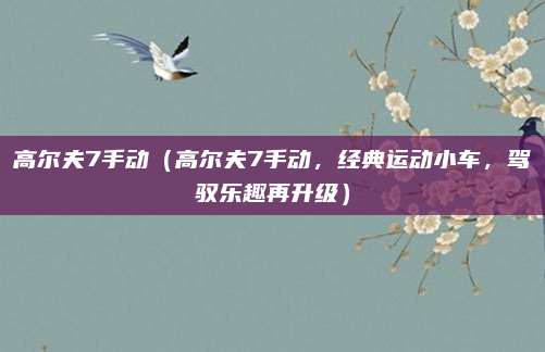 高尔夫7手动（高尔夫7手动，经典运动小车，驾驭乐趣再升级）