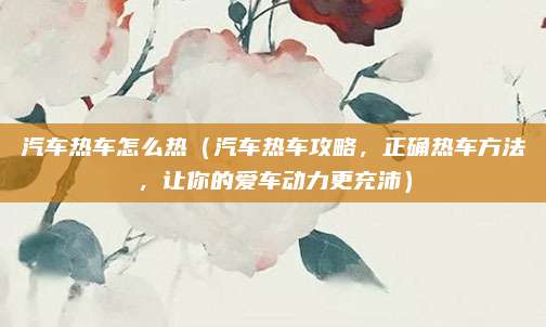 汽车热车怎么热(汽车热车攻略,正确热车方法,让你的爱车动力更充沛)
