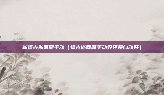 新福克斯两厢手动(福克斯两厢手动好还是自动好)
