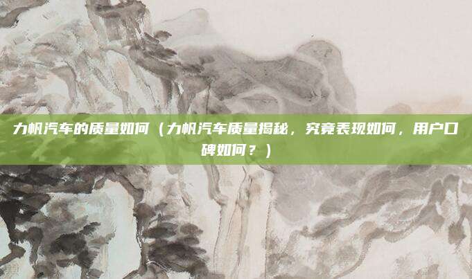 力帆汽车的质量如何(力帆汽车质量揭秘,究竟表现如何,用户口碑如何?)