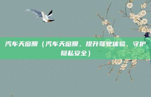汽车天窗膜（汽车天窗膜，提升驾驶体验，守护隐私安全）