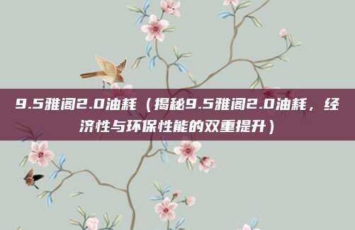 9.5雅阁2.0油耗(揭秘9.5雅阁2.0油耗,经济性与环保性能的双重提升)