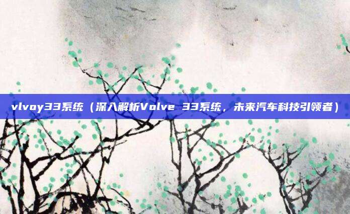 vlvoy33系统(深入解析Volve 33系统,未来汽车科技引领者)