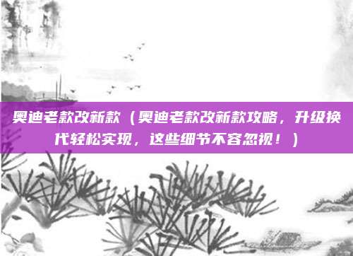 奥迪老款改新款(奥迪老款改新款攻略,升级换代轻松实现,这些细节不容忽视!)