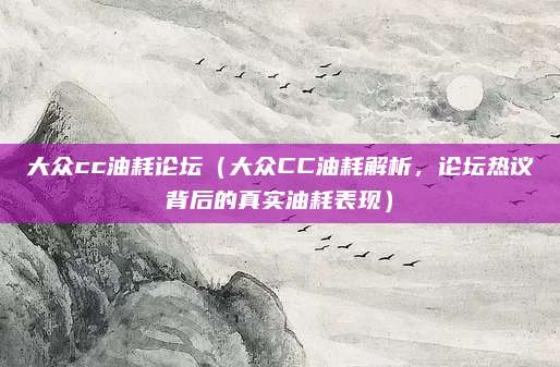 大众cc油耗论坛(大众CC油耗解析,论坛热议背后的真实油耗表现)