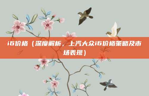 i6价格(深度解析,上汽大众i6价格策略及市场表现)