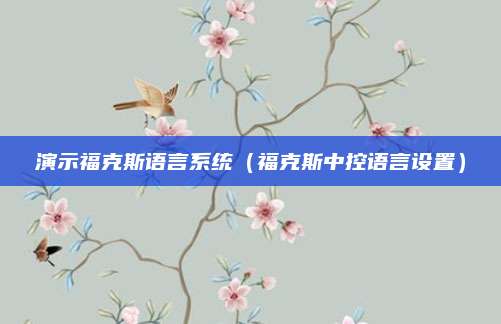 演示福克斯语言系统(福克斯中控语言设置)