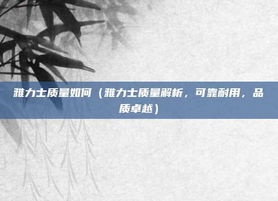 雅力士质量如何（雅力士质量解析，可靠耐用，品质卓越）