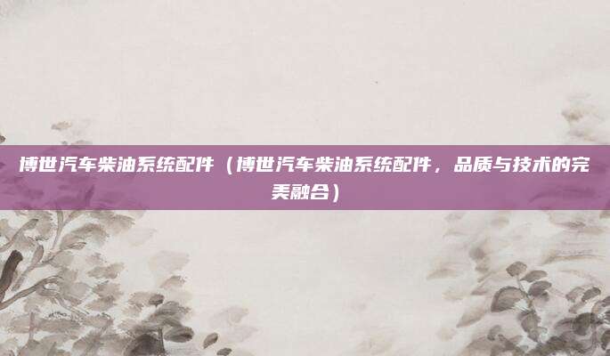 博世汽车柴油系统配件（博世汽车柴油系统配件，品质与技术的完美融合）