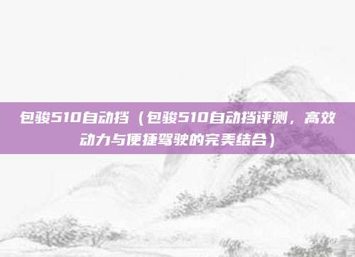 包骏510自动挡（包骏510自动挡评测，高效动力与便捷驾驶的完美结合）