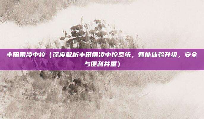 丰田雷凌中控（深度解析丰田雷凌中控系统，智能体验升级，安全与便利并重）