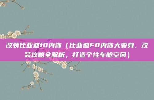 改装比亚迪f0内饰（比亚迪F0内饰大变身，改装攻略全解析，打造个性车舱空间）