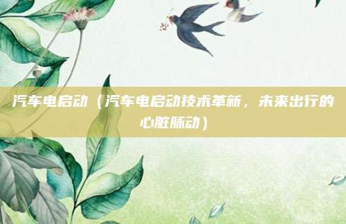 汽车电启动(汽车电启动技术革新,未来出行的心脏脉动)