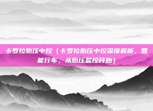 卡罗拉胎压中控(卡罗拉胎压中控深度解析,智能行车,从胎压监控开始)