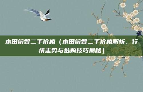 本田缤智二手价格(本田缤智二手价格解析,行情走势与选购技巧揭秘)